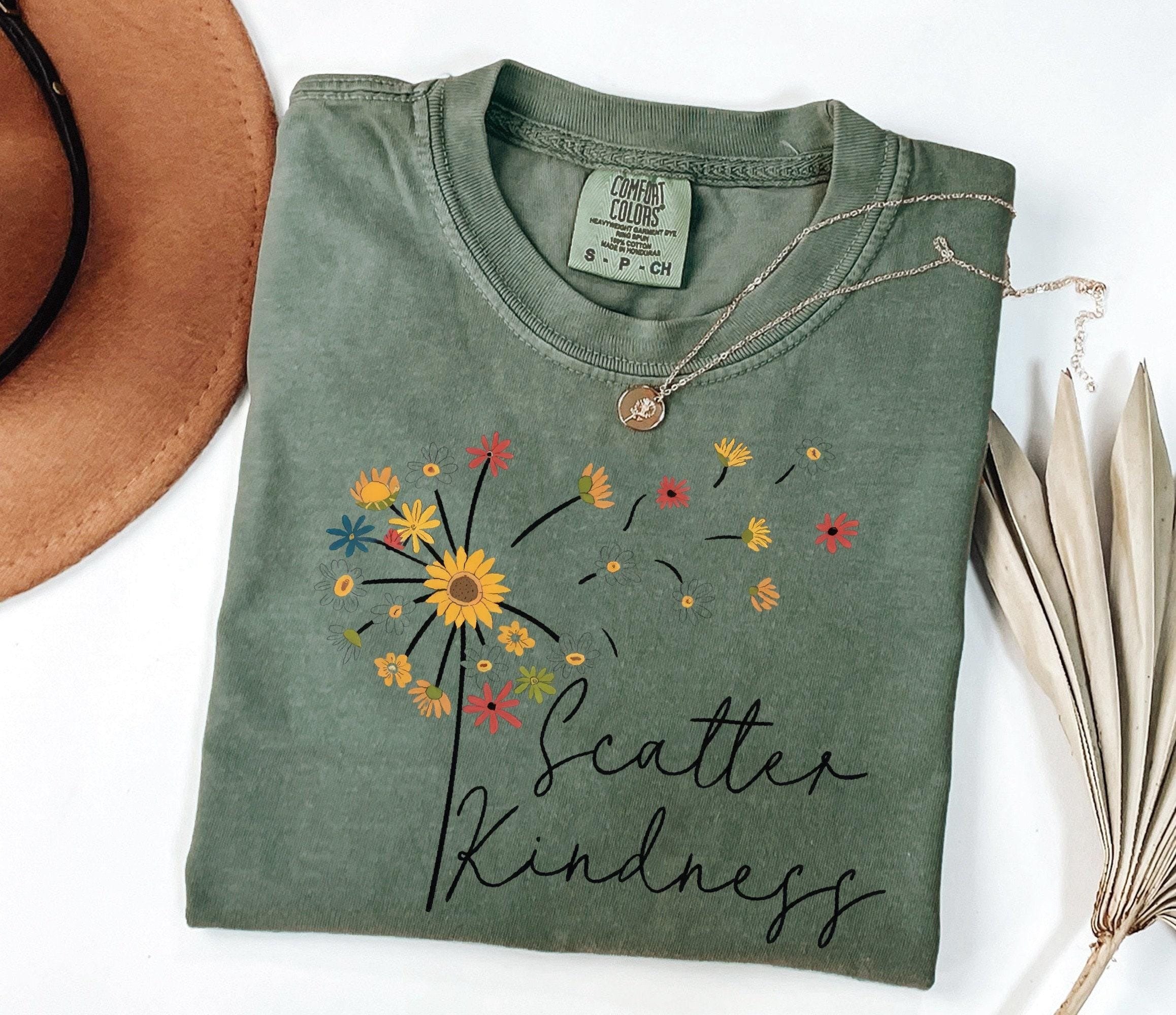 Comfort Colors® Be Kind Shirt, Scatter Kindness Shirt, Positive Quote Shirt, Inspirational Tees, Dandelion Shirt, Floral Women Gift